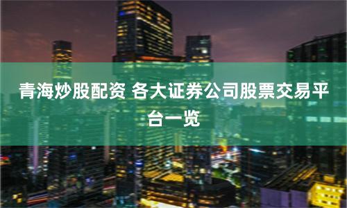 青海炒股配资 各大证券公司股票交易平台一览